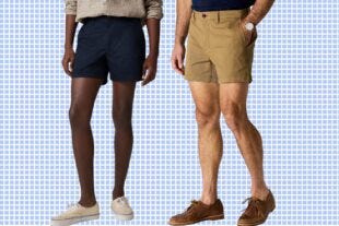 two men wearing 5" shorts from j.crew and huckberry