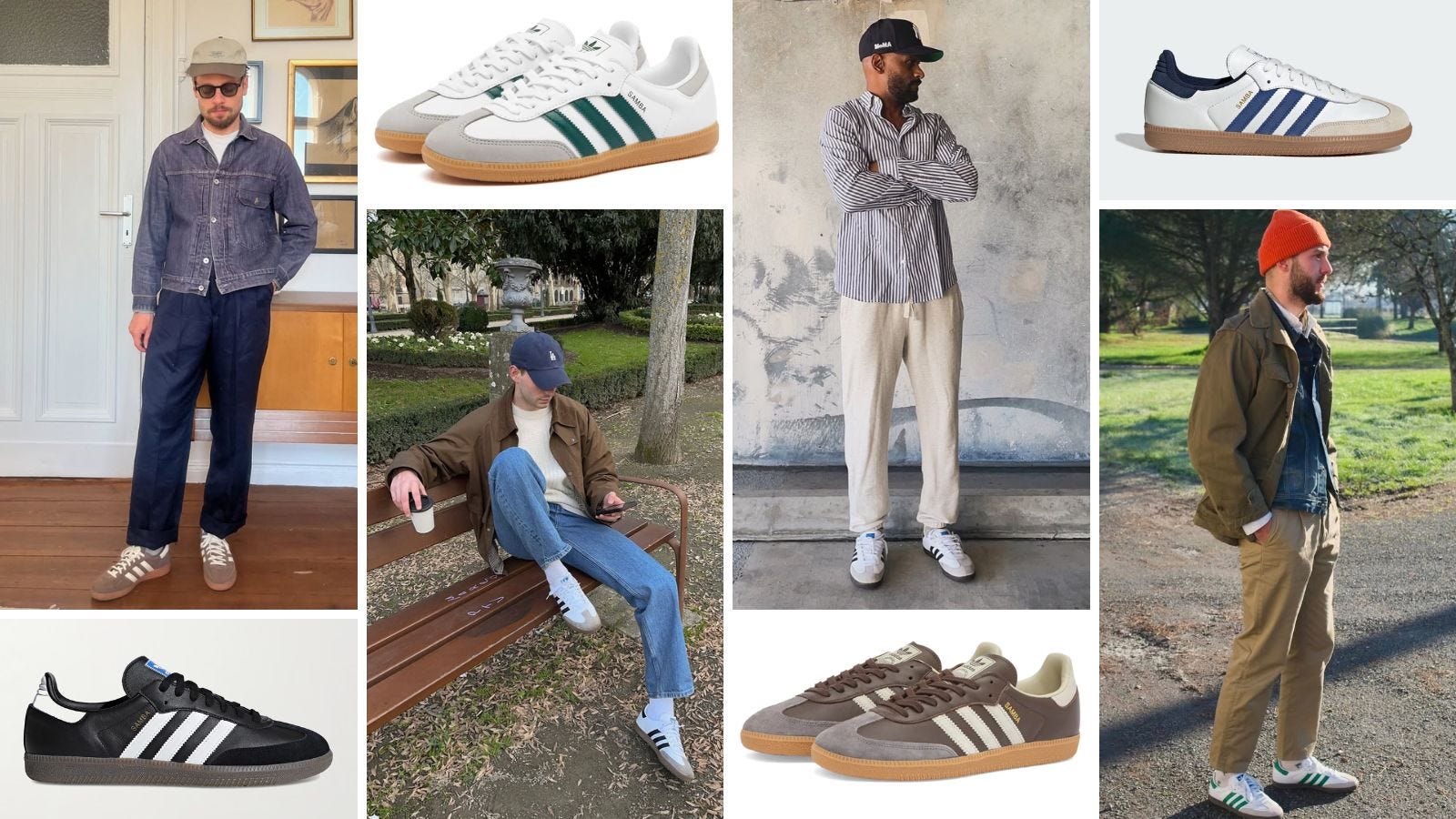 stylish men wearing adidas samba sneakers