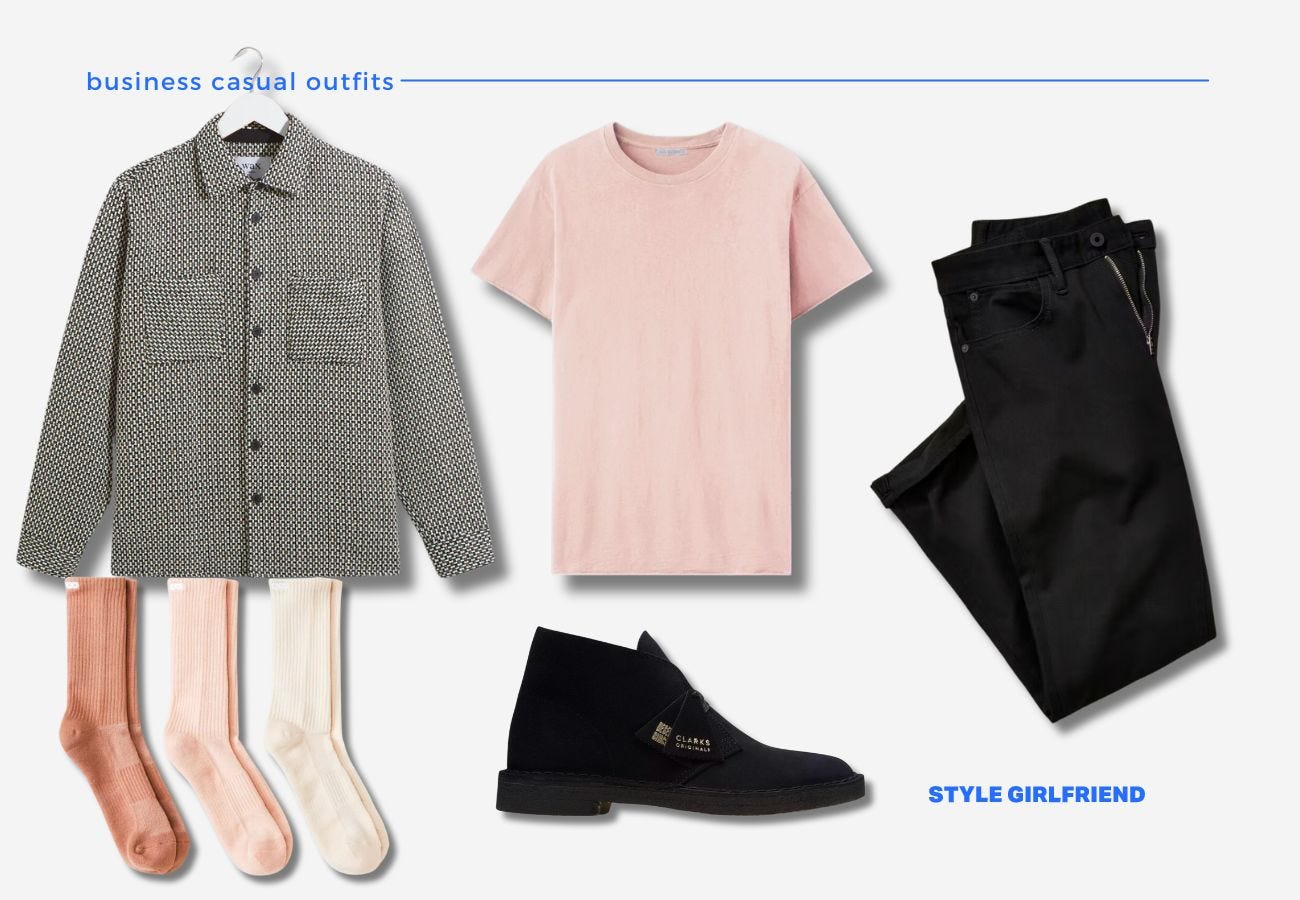 men's business casual outfits with overshirt and black jeans