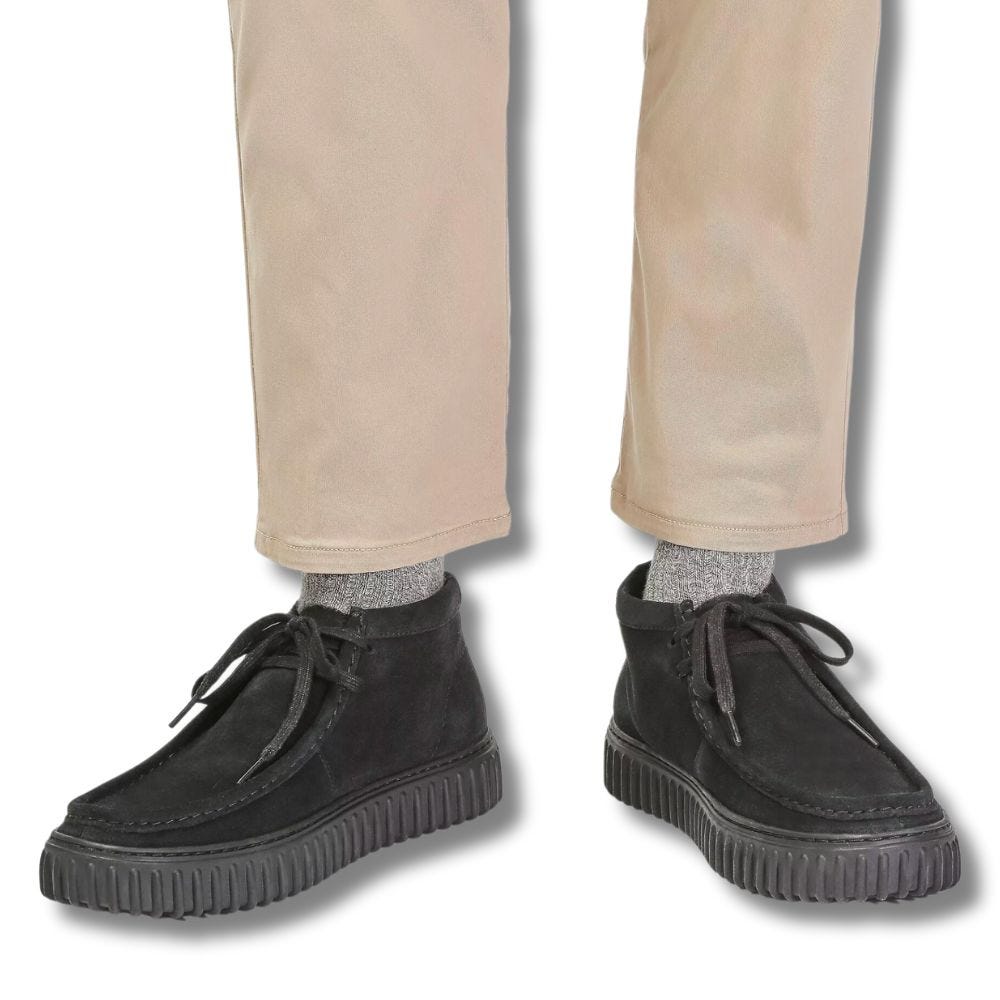 clarks torhill hi black suede