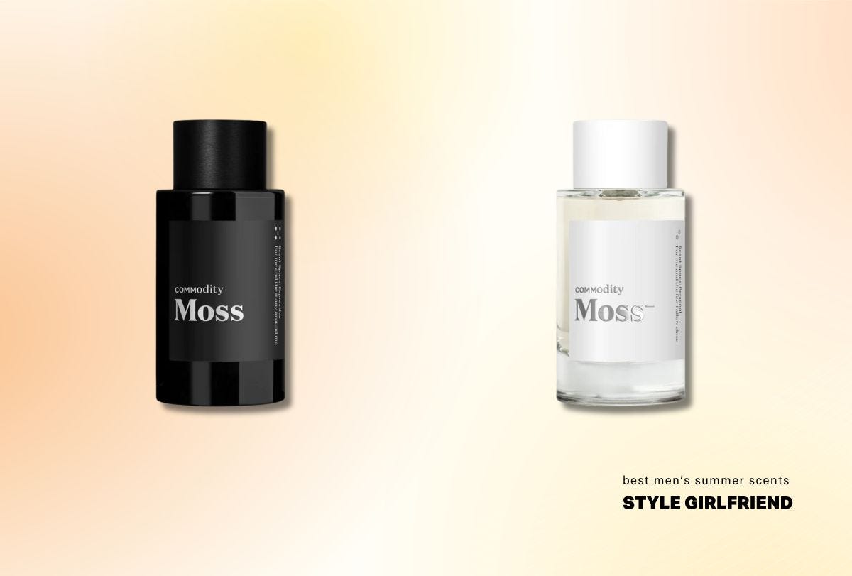 two bottles of fragrance side by side, one is black and the other white