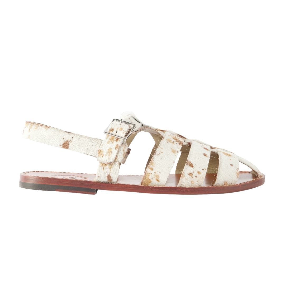cow-print fisherman sandals
