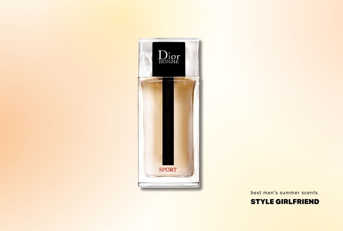 rectangular bottle of fragrance with a black vertical stripe leading up to a silver cap with a black logo