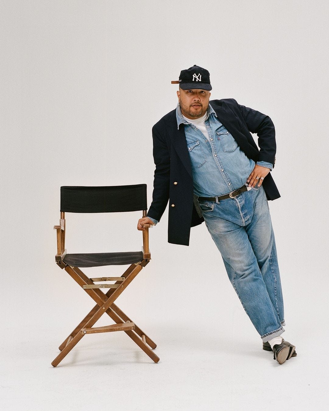 men's outfit with jeans and denim shirt