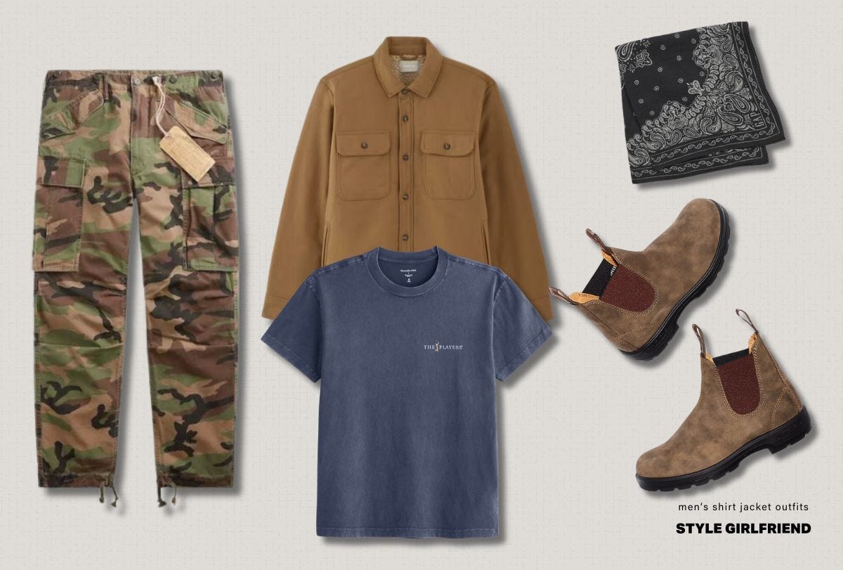 everlane fleece-lined overshirt outfit for men