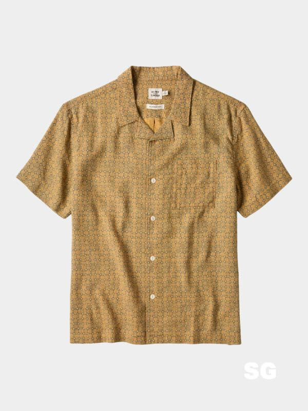 patterned yellow camp shirt