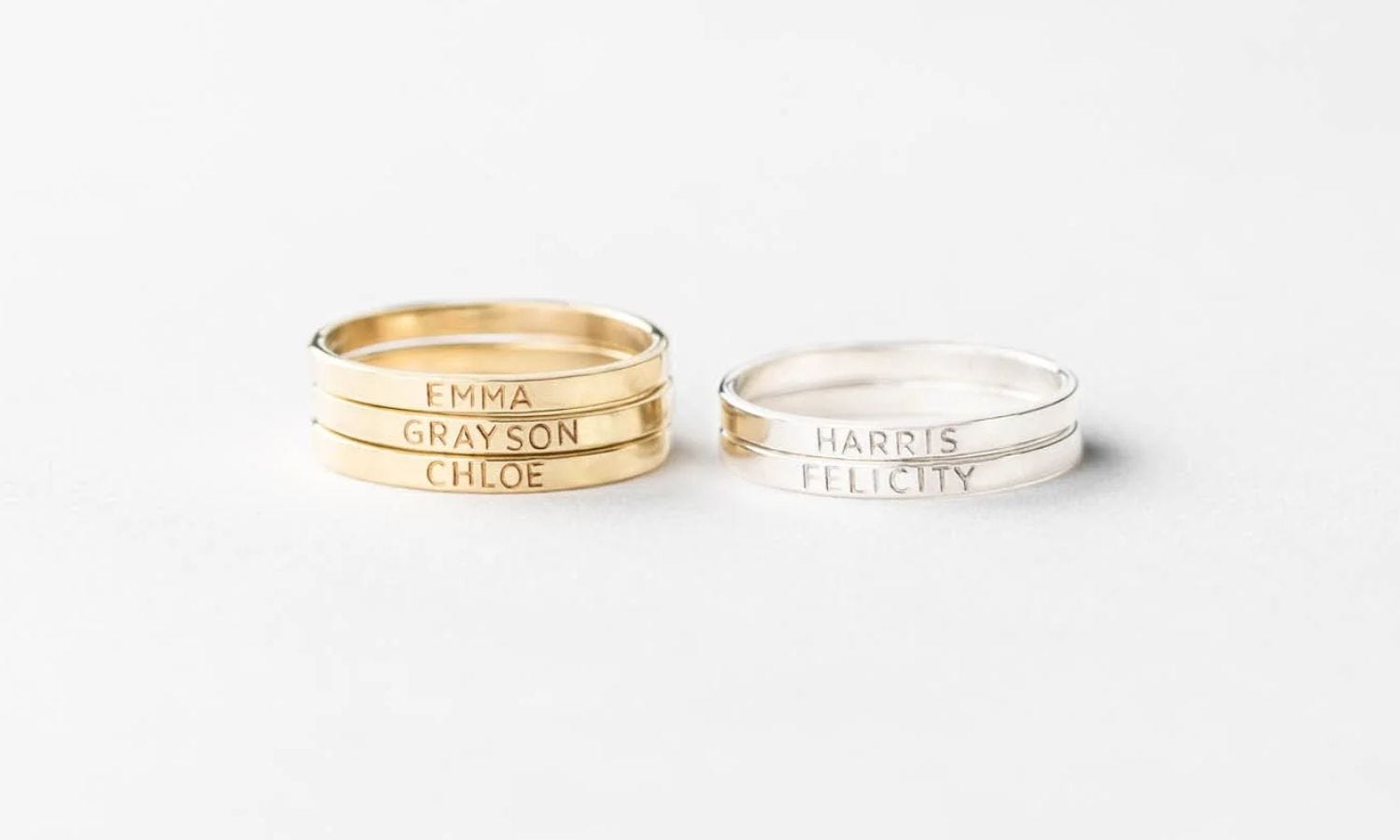 mother's day custom gift of personalized stacking rings