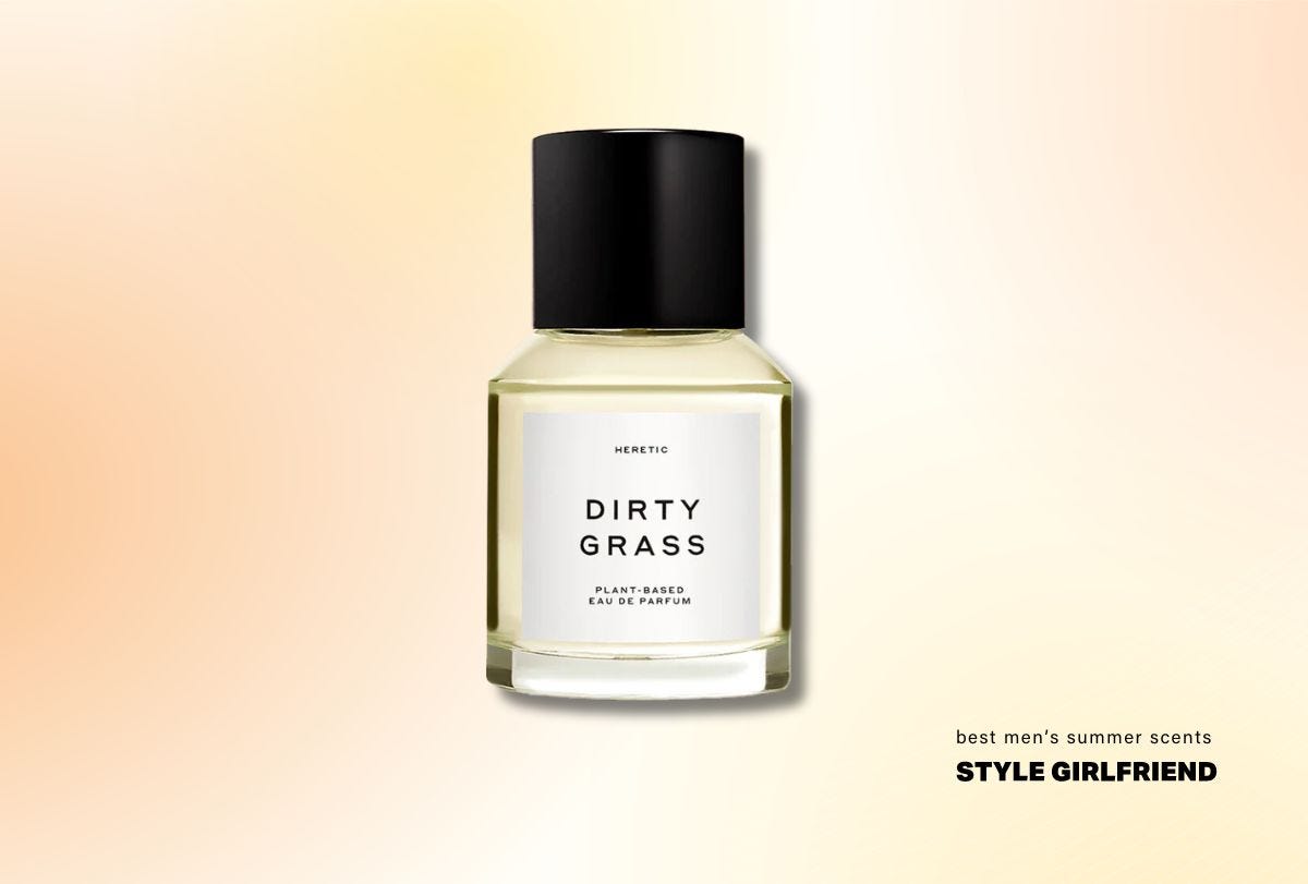 a bottle of fragrane with a white label and a black cap