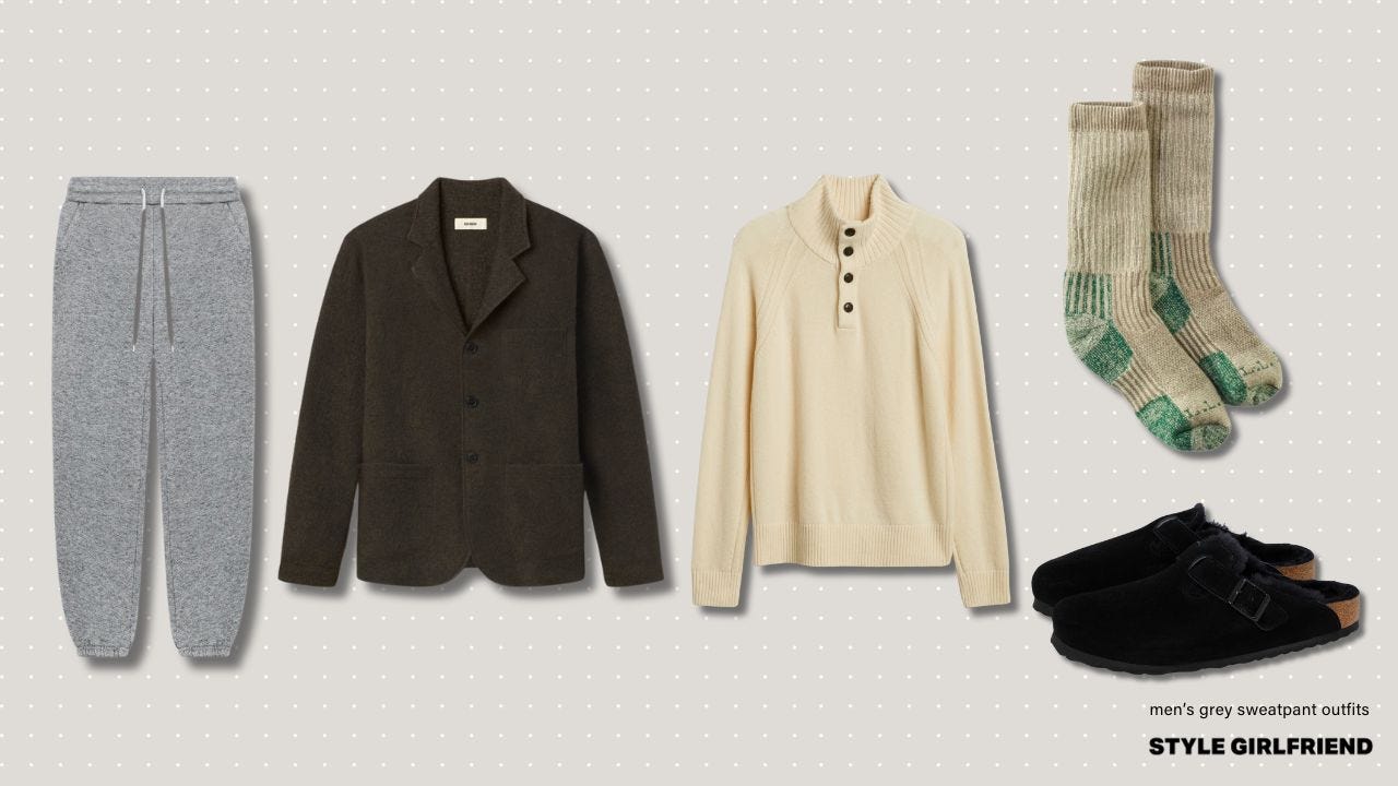 dressy casual grey sweatpants outfit