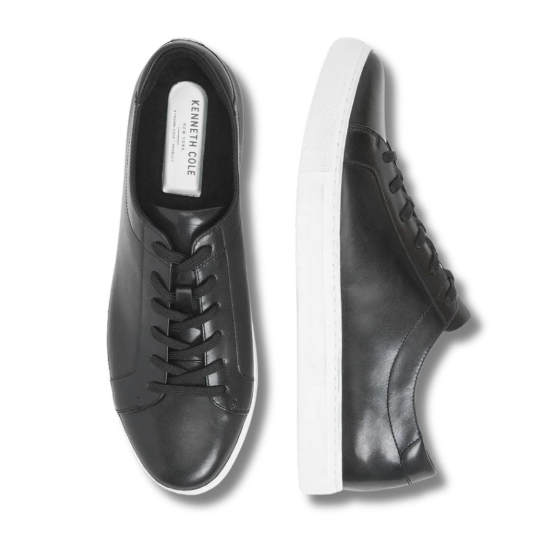 kenneth cole kam black leather sneaker