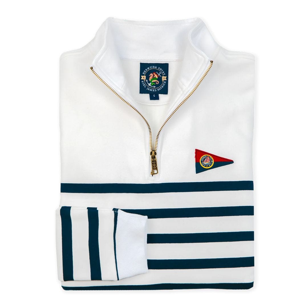 striped quarter zip pullover