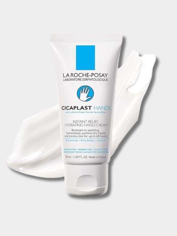 hand cream in a white and blue bottle