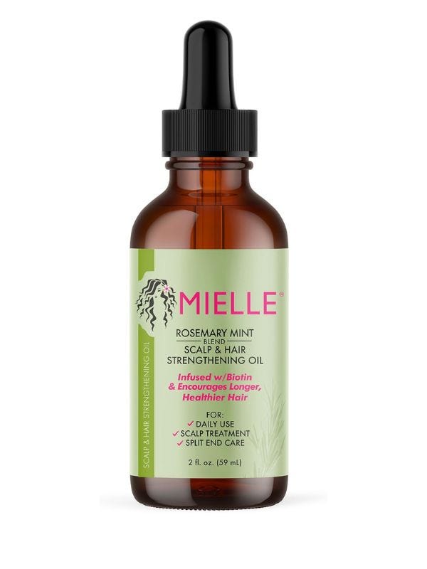 bottle of mielle rosemary mint scalp and hair strengthening oil