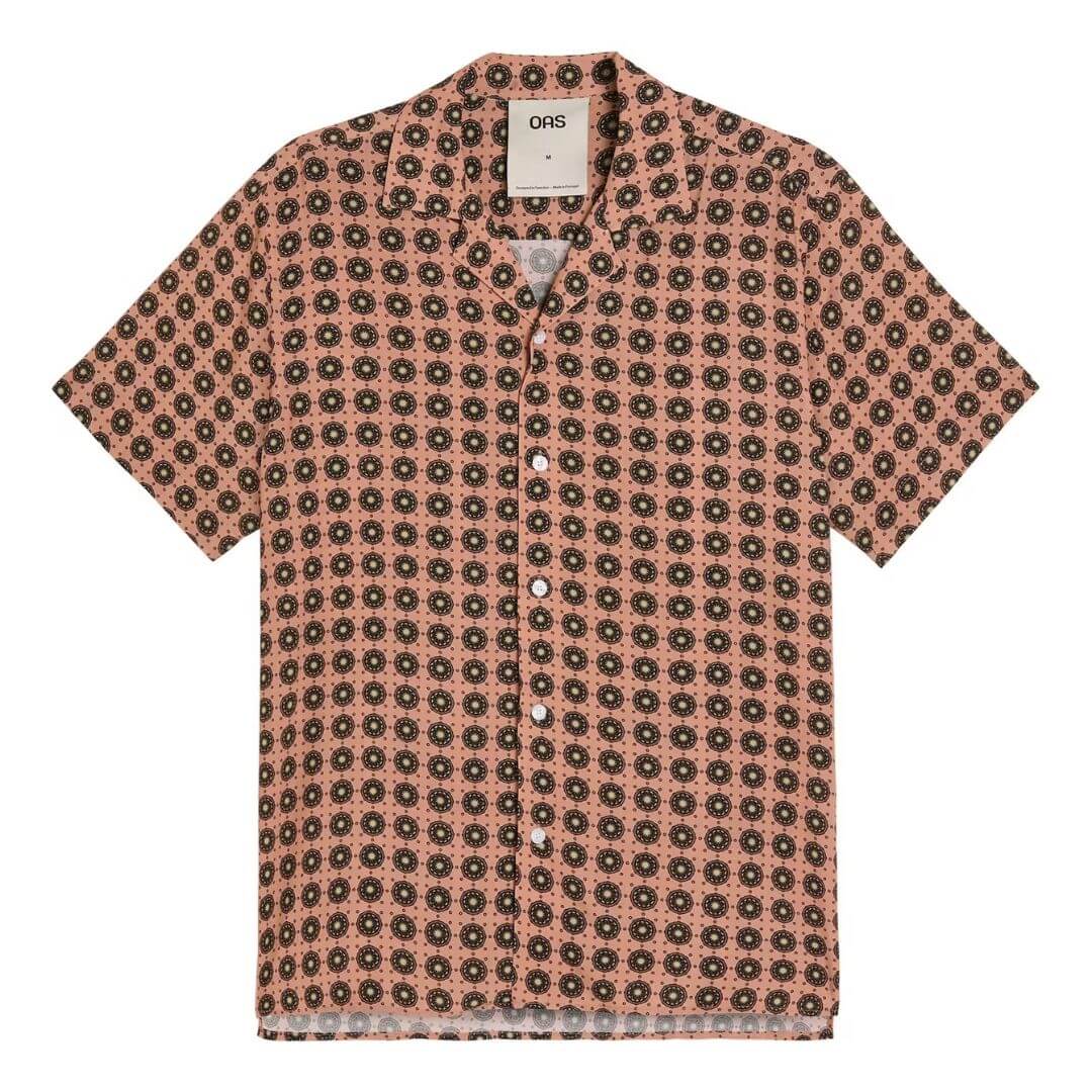 oas viscose camp shirt in pink pattern
