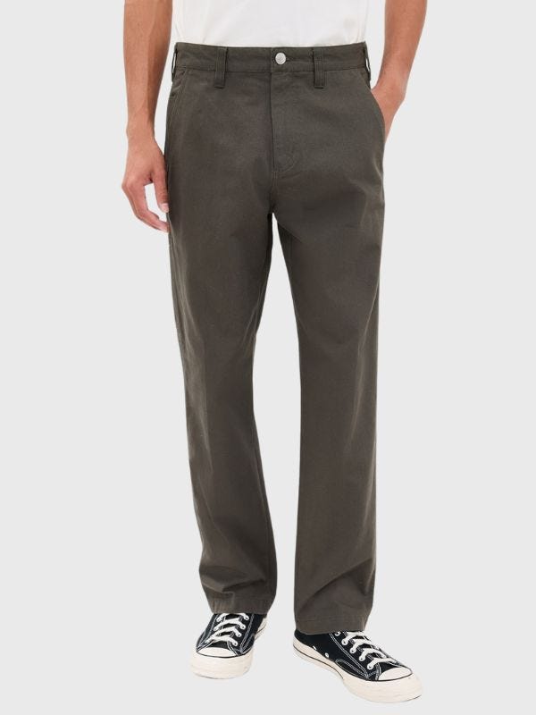 man from the waist down wearing grey carpenter pants