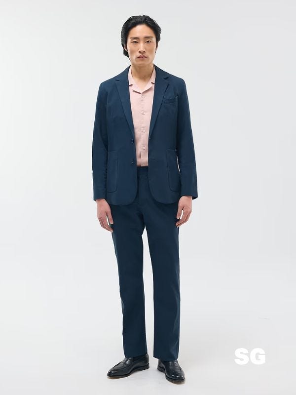 blue linen summer wedding suit