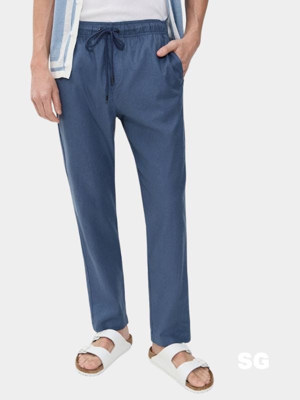 blue drawstring pants