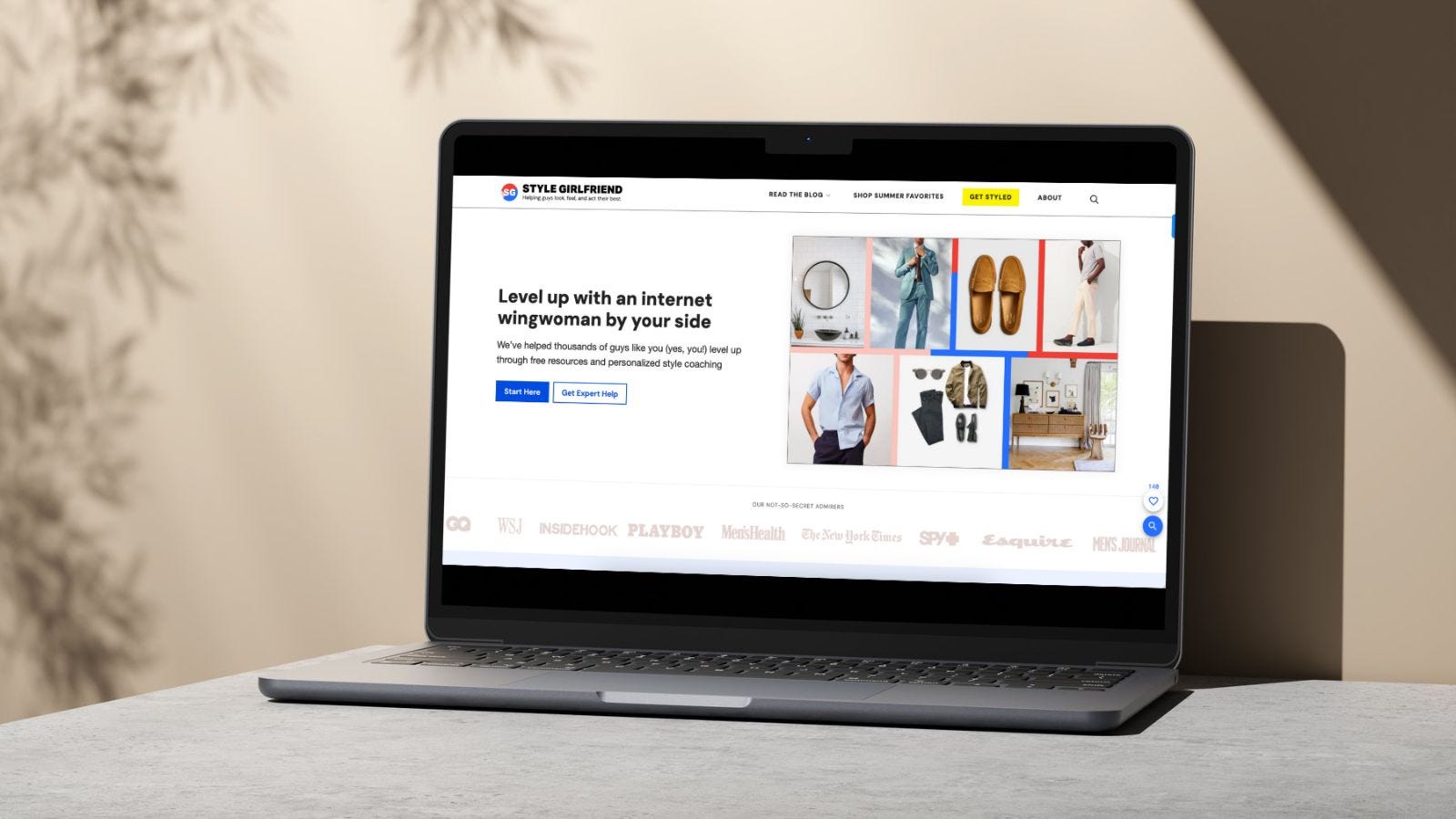 image of the style girlfriend homepage on a laptop