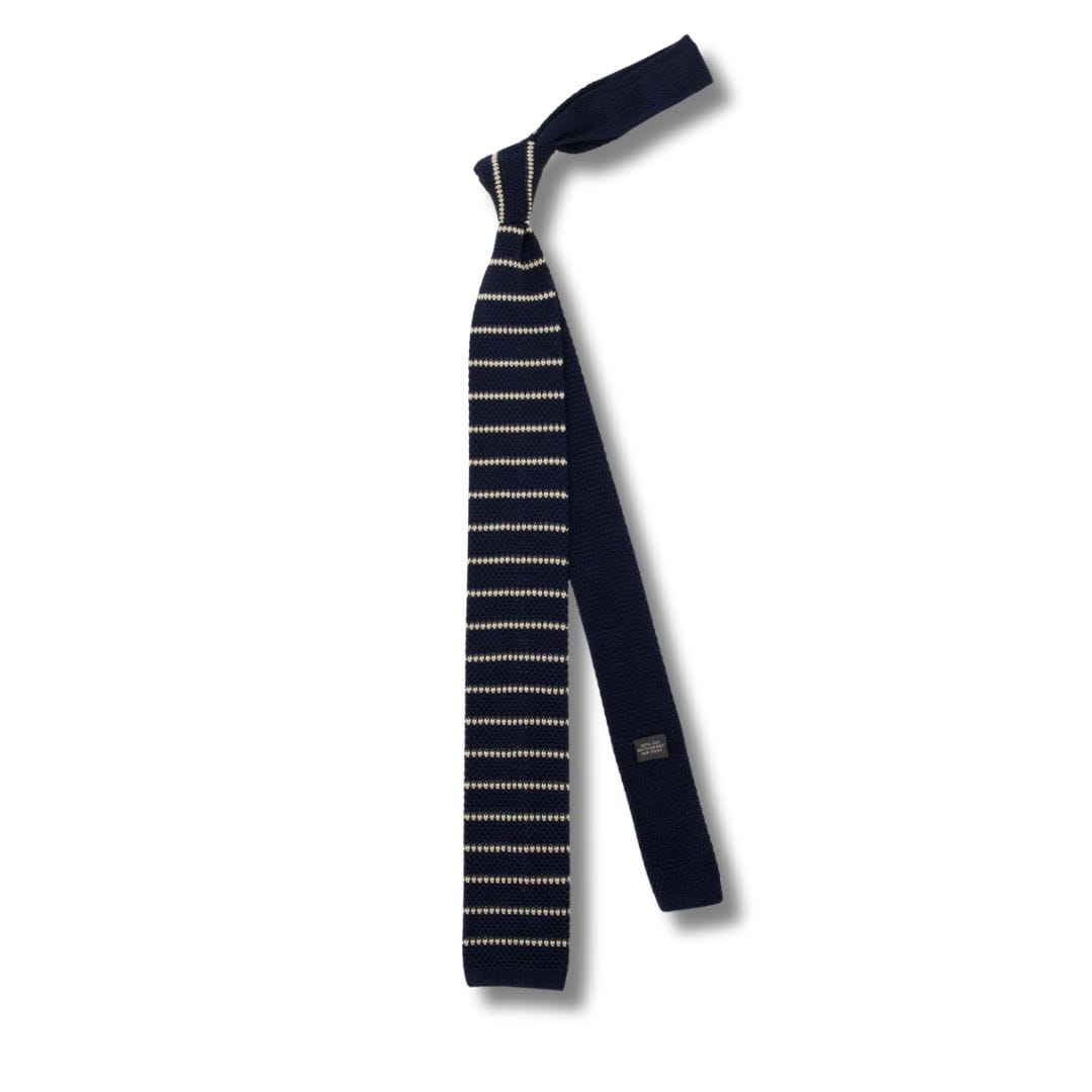 tie bar navy striped knit tie