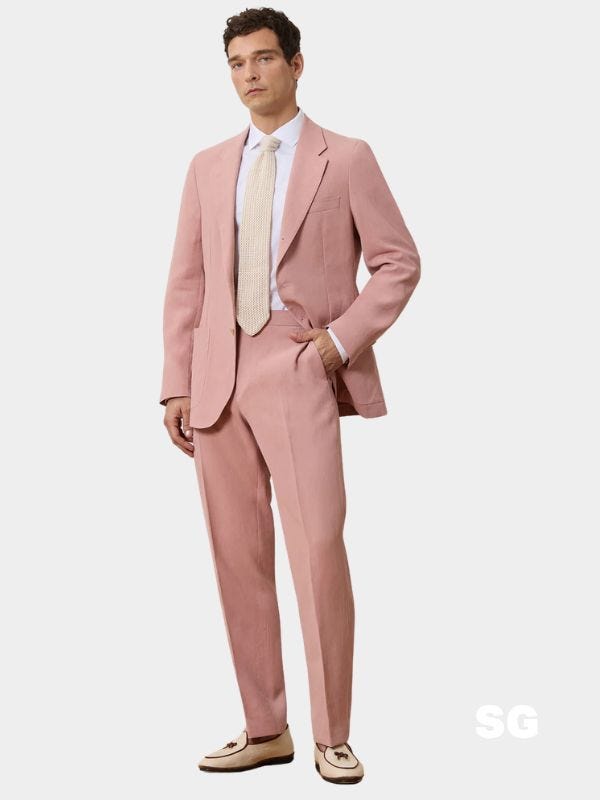 summer wedding suit in pink