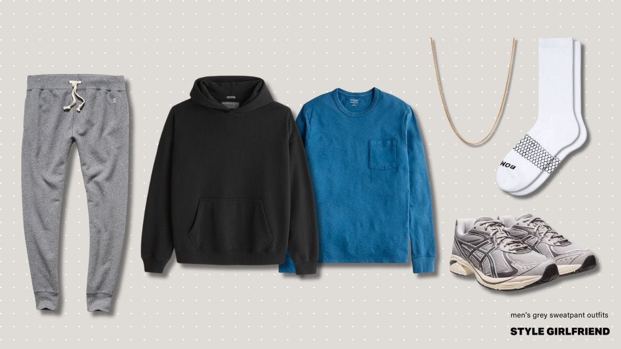 casual grey sweatpants outfit for men