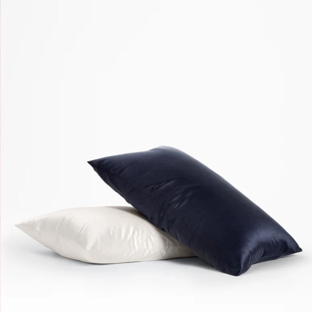 set of two pillows in silk pillowcases
