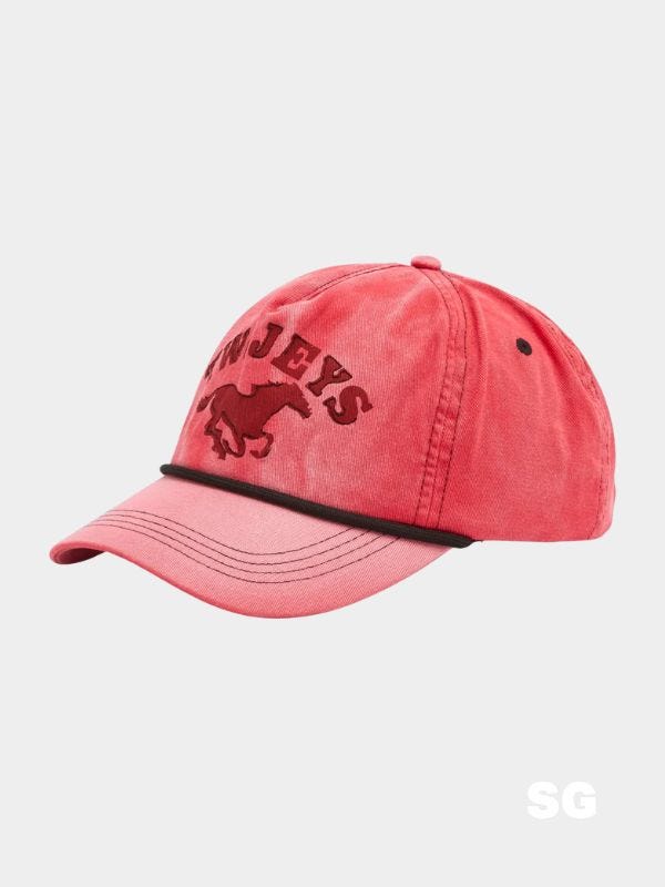 red baseball cap