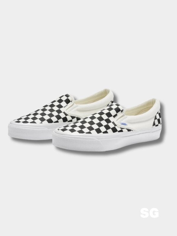 black and white checkerboard slip-on vans sneakers