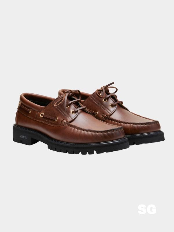 brown leather boat shoes