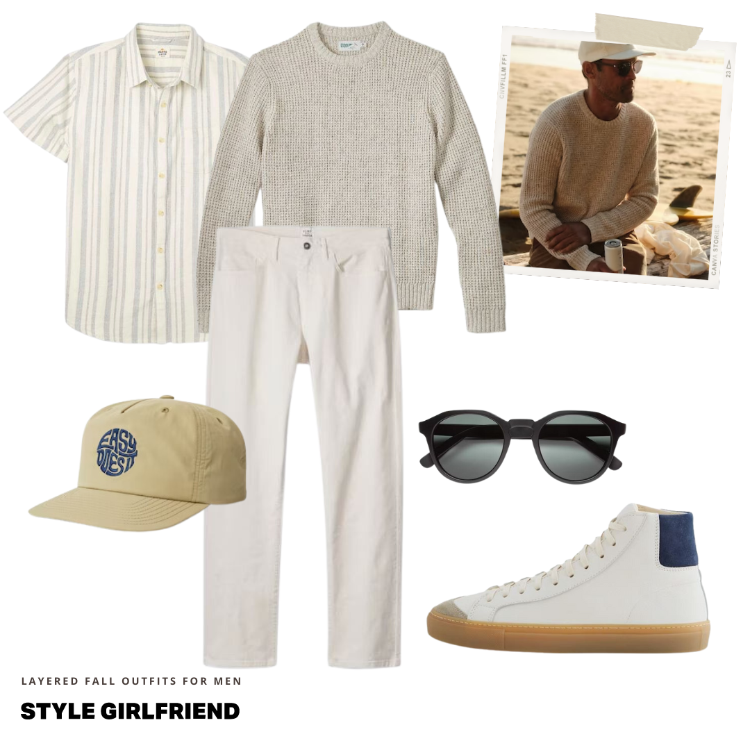 monochrome men's fall outfit in a style guide on how to wear layers