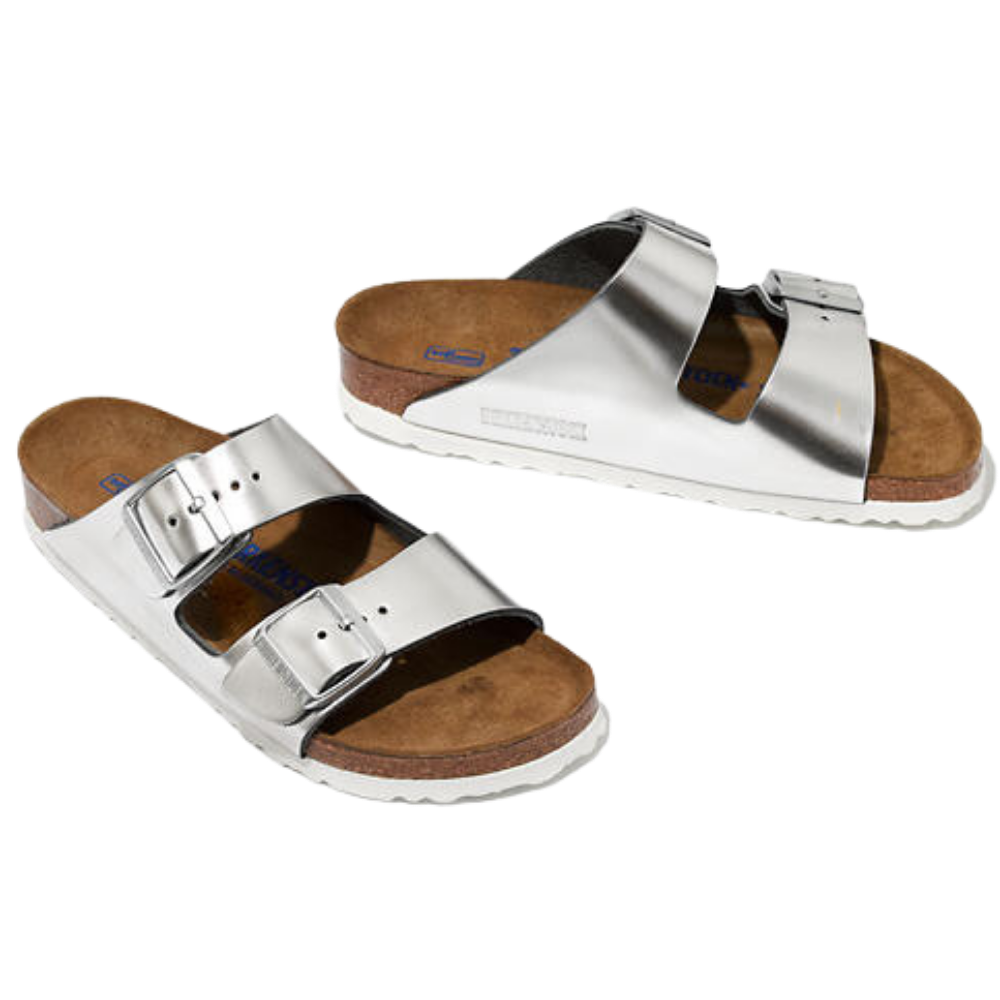 metallic birkenstock sandals