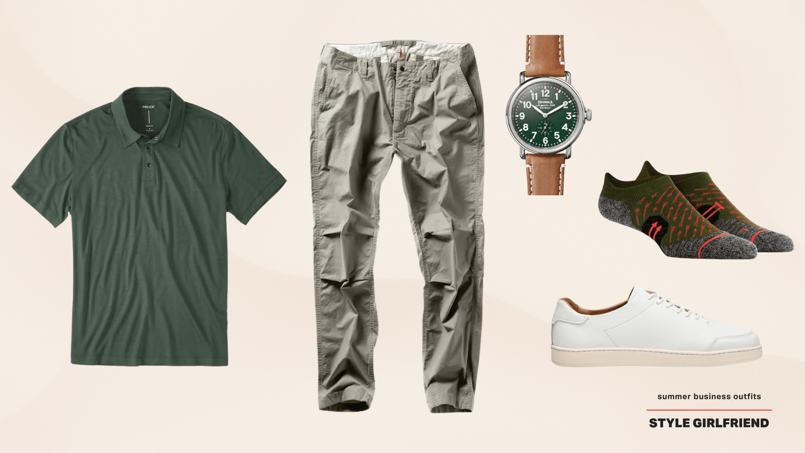men's summer business casual outfit with chinos and a performance polo